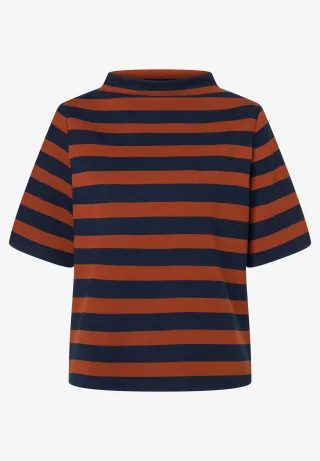 MORE & MORE - Streifenshirt mit Turtleneck blau - Gr. - 44