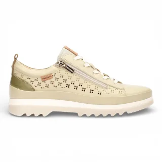Pikolinos Damen-Sneaker aus apfelgrünem Leder mit Schnürung und Reißverschluss - Vigo