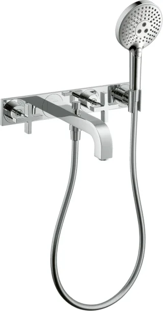 Hansgrohe 3-L.Wannenarmatur Axor Citterio F-Set Wand chrom m.Kreuzgriff/Platte/Handbr., 39441000 39441000