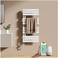 EMKE Elektrischer Badheizkörper WIFI App Steuerung Intelligenter Thermostat Aktualisierte Version, Weiß 4 Heizmodi, IPX4, Kindersicherung 400W~1000W