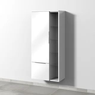Sanipa 3way Stauraumschrank mit 1 Tür, 1 Auszug und offenen Fächern, Weiß-Glanz UF18278