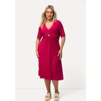 Ulla Popken Midikleid Jersey-Midikleid A-Linie V-Ausschnitt Halbarm