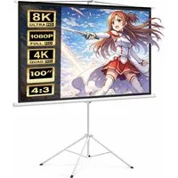 Maclean MC-595 Projektionsleinwand auf Stativ 200 x 150 cm 100'' Stativleinwand (Stativleinwand 100" 4:3 200 x 150cm)