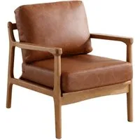 WAHSON OFFICE CHAIRS Loungesessel Vintage Loungesessel mit Holzgestell & Leinen/PU-Leder