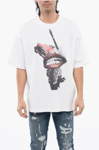 T-Shirt mit Oversize-Passform und Strass-Print in Weiß