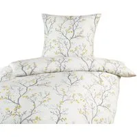 Optidream Bettwäsche Set Mikrofaser 135x200 Polyester Kirschblüten grau gold, Mikrofaser, 2 teilig, Geschenk Idee Frauen Männer neue Wohnung Hochzeit Frühjahr sale