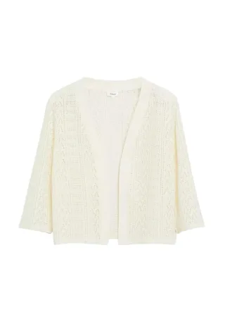 s.Oliver Red Label - Strickjacke mit Lochmuster beige - Gr. - 34