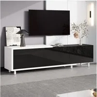 OKWISH Lowboard Ausziehbarer TV-Schrank 258x38x48,5 cm (Packung, 1 St., modernes Design, viel Stauraum, Metallfüße), mit 3 Hochglanz-Türen & leisen Scharnieren