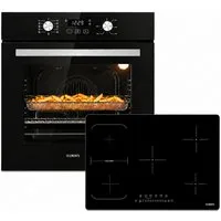 KB Elements Induktions Herd-Set Einbaubackofen 60 cm mit 5-Zonen Induktionskochfeld 77cm, Air Fry, Steam Clean, A+, Induktionskochfeld mit 5 Zonen