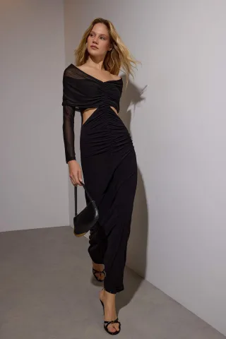 Langes, flaches Maxikleid für Damen, ideal für Abschlussfeiern/Ballabende, figurbetont