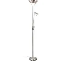 Reality Leuchten LED Deckenfluter, Dimmfunktion, LED wechselbar, über Schalter in 3 Stufen dimmbar, Warmweiß, große Stehlampe mit Leselampe für Lese-ecke, Höhe 181cm