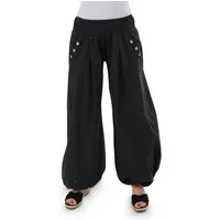 malito more than fashion Haremshose malito Damen Pumphose mit Holzzierknöpfen 23245H Pumphose Sommerhose locker und luftig Einheitsgröße