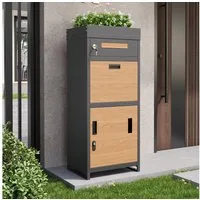 STILVORA Paketbriefkasten Ausgestattet mit Zahlenschloss Integrierter Briefkasten mit Blumenbeet (Integrierter Briefkasten mit Blumenkästen, Abschließbarer Paket- und Briefaufbewahrungsschrank), für Haus, Hof oder Villa