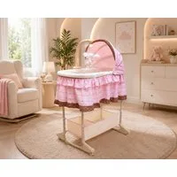 Best for Kids Stubenbett Babybett mit Metallrahmen, Melodie, Matratze&verstellbarer, 6-tlg., 4-in-1 Funktion, Schaukelmodus, Musikmobile, Nachtlicht