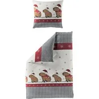 BIERBAUM Bettwäsche Wichtel, Biber, 2 teilig, 100 % Baumwolle, Biber, unterschiedliche Weihnachts-Designs