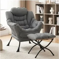 TLGREEN Loungesessel mit klappbarem Fußhocker, ergonomisch Relaxsessel, (Großliegestuhl mit rutschfesten Füßen, Seitentasche und 150 kg Tragkraft, leicht zu reinigendes Material), ideal für Wohnzimmer, Schlafzimmer und Arbeitszimmer