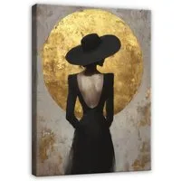 Wallarena Leinwandbild Frau Beton Abstrakt Gold Schlafzimmer, Wohnzimmer 30x40 cm, Frau, 30 x 40 cm