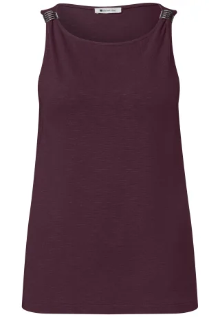 Street One - Top mit U-Boot-Ausschnitt und Schulterdetail rustic rouge - Gr. - 42