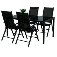 BruKa Gartentisch Sitzgruppe POETTO 4 Personen Aluminium Gartenmöbel Tisch, Stühle Terrasse Stuhl