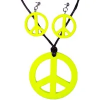 Das Kostümland Kostüm Hippie Peace Schmuck Set 3-tlg., Gelb