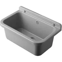 Hydroland Waschbecken GRAU 55, Kunststoff Spülbecken Waschtrog Becken mit Ablaufgarnitur 55x34x21cm