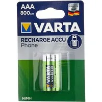 VARTA Akku AAA 800 mAh, wiederaufladbar, für schnurlose Telefone, 2er Akku