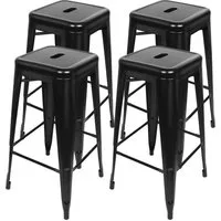 JEOBEST Barhocker Metall Barhocker 4er Set, Stapelbar, Industrial Eisen Barhocker 76 cm