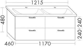 Burgbad Waschtischunterschrank Sys30 PG2 Echo 480x1170x460 Marone Dekor Trüffel, WVCD117F1717 WVCD117F1717