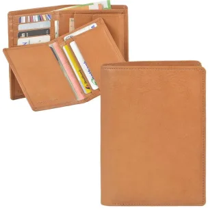 Herren Geldbörse Hochformat Leder naturbraun 10x13,5cm | Sonnenleder Rhein. Flexibler Organizer mit herausnehmbarem Etui in edler Verarbeitung.