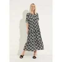 MORE&MORE Blusenkleid lässiges, fließendes Maxikleid, Palmenprint