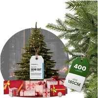 BoomDing Künstlicher Weihnachtsbaum Tannenbaum Weihnachtsbaum mit LED - 180, 210, 240 cm Höhe, Christbaum mit Metallständer und wünderschöner LED Beleuchtung