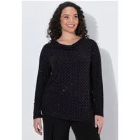Ulla Popken Longsleeve Shirt Ziersteine Slim Wasserfall-Ausschnitt