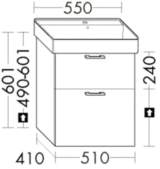Burgbad Waschtischunterschrank System 30 Preisgruppe 1 Aqua 601x510x410 Nussbaum Dekor Smartline WZFA051F6330