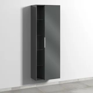 Sanipa 3way Stauraumschrank mit 1 Tür und offenen Fächern, Anthrazit-Glanz UF18179