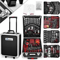 TRESKO Werkzeugset Werkzeugkoffer 1400 teilig XXL Set Werkzeugkasten gefüllt, (Chrom-Vanadium Stahl), Werkzeugkiste Profi Werkzeugtasche Werkzeug-Trolley