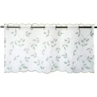 Delindo Lifestyle Scheibengardine Blätter (1 St), Stangendurchzug, transparent, Voile, mit Stangendurchzug für die Küche