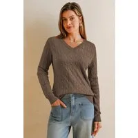 Arach&Cloz Strickpullover Damen Pullover aus Wollmischung Longpullover Strickpullover V-Ausschnitt Volltonfarbe Wollpullover Business und Freizeit Outfits