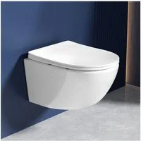Rainsworth Tiefspül-WC Hänge WC Spülrandlos Toilette 4.5/3L Inkl. 24 h Gratis-Versand, wandhängend, 360° Einloch Spülung Wand WC mit Soft-Close, Weiß