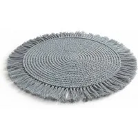 Meinposten Platzset Tischset Makramee Platzset Tischdeko rund boho Deko creme 38 cm, (1-St), Makramee-Platzset mit Fransen