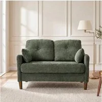 Vipbear 2-Sitzer Zweisitzer Sofa Chenille, 2-Sitzer Couch mit Kissen, 1 Teile, für Wohnzimmer, grün