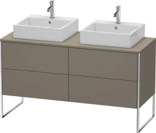 Duravit XSquare Konsolenwaschtischunterbau bodenstehend Flanell Grau Seidenmatt 1400x548x778 mm - XS XS4926B9090