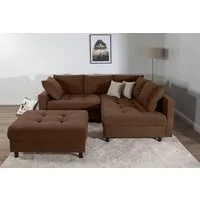 COLLECTION AB Ecksofa Toni L-Form, B: 215 cm, Set: Sofa & Hocker, 2 Zierkissen, Federkern