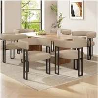 MODFU Esszimmerstuhl Make-up-Stuhl,Schminkstuhl,Luxusstuhl (2-6er Set Luxus Esszimmerstühle aus Lammwollstoff – Ergonomische Rückenlehne, Verstellbare Füße & Robuste Metallbeine., 6 St)