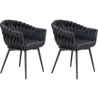 LC Home Esszimmerstuhl »Remy« Flechtoptik Samt schwarz Armlehnstuhl Designerstuhl (Einzelstuhlset, 2 St), Gestell aus Metall