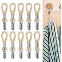 BlingBin Handtuchhaken 10 Stück Handtuch Clips zum Aufhängen, Handtuchclips mit Schlaufen, Flur, Schlafzimmer, Hotel, Arbeitszimmer, Wohnzimmer, Duschraum, Badezimmer, Esszimmer, (1 Set, 10-St., 13*2.5*1cm), Kein Bohren erforderlich,Edelstahl