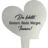 younikat Dekofigur younikat Grabstecker aus Edelstahl I Grabschmuck Herz 17 cm I you0080