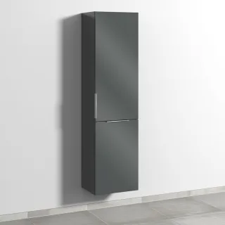 Sanipa 3way Stauraumschrank mit 1 Tür und 1 Wäschekorbklappe, Anthrazit-Glanz UF18579
