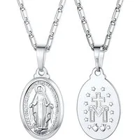 LuxusKollektion Kette mit Anhänger Kette Jungfrau Maria Anhänger Halskette Messing/Sterling Silber Oval
