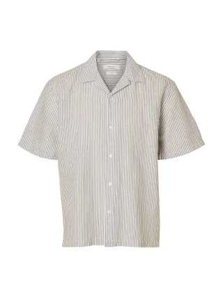 SELECTED MEN - SLMCASPER-CLAY RLX LINENBLEND SS SHT NOS Bright White - Gr. - S