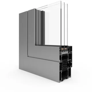 Aluminiumfenster Aluprof MB-86, Anthrazitgrau RAL 7016, 500 x 500 mm, 1-teilig festverglast, individuell konfigurieren